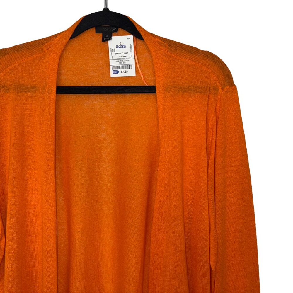 Ann Taylor Petite Bright Orange Linen Blend Cardigan - Size XL